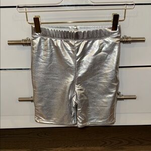 SKIMS Metallic Silver Kids Shorts